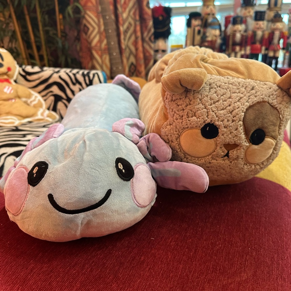 Cute Set of Plush Axolotl and Dog Pillow Set